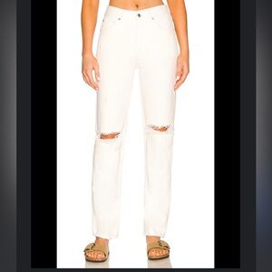 Free People The Lasso Button Fly Jean in White Size 25